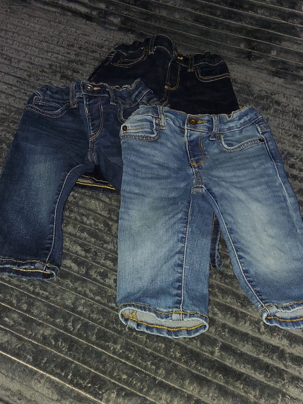 3 Pair Children's Blue Denim Jeans - Comfortable Stretch Waist
